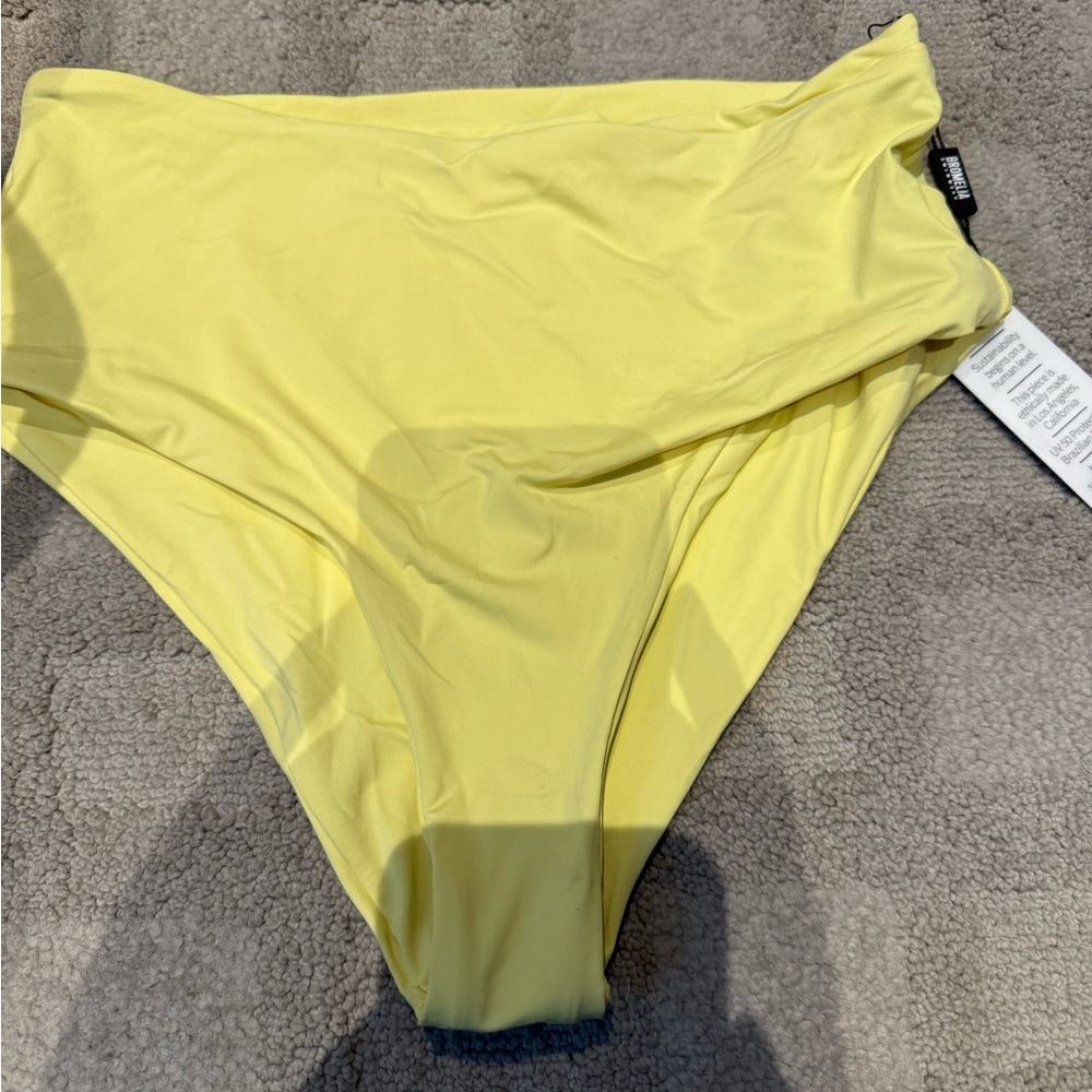 Super soft never even tried on swim bottom. Made in LA Bromelia